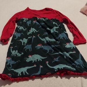 Red and Black Dinosaur Bamboo Print Dress